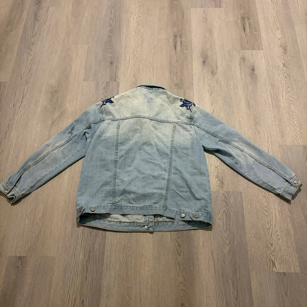 Bluenotes Boyfriend Jacket Rose Floral Boho Embroidery Cottagecore Shabby Chic - Picture 3 of 5